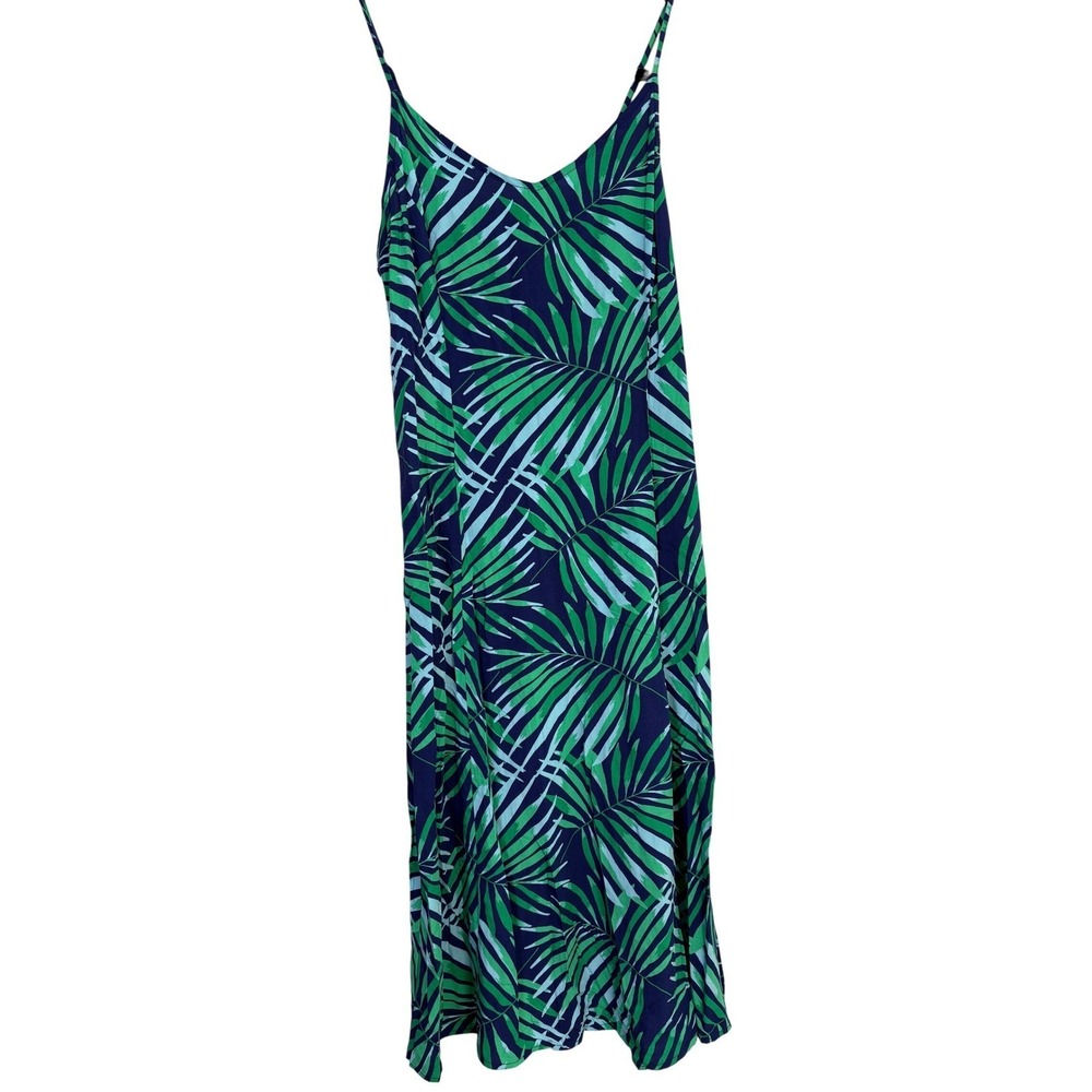 Old Navy Womens Tropical Palm Print Cami Midi Dress Green Navy Blue Small NWT - Picture 2 of 8